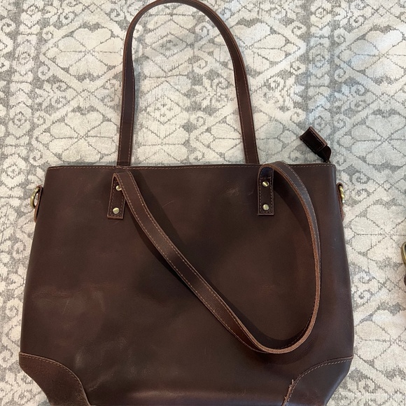 Hudson Montana Eva Leather Zip Tote in Dark Septia Color - Picture 1 of 10